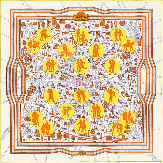 エルメス スカーフ カレ90 新・パリの恋人たち Les Nouveaux Amoureux  