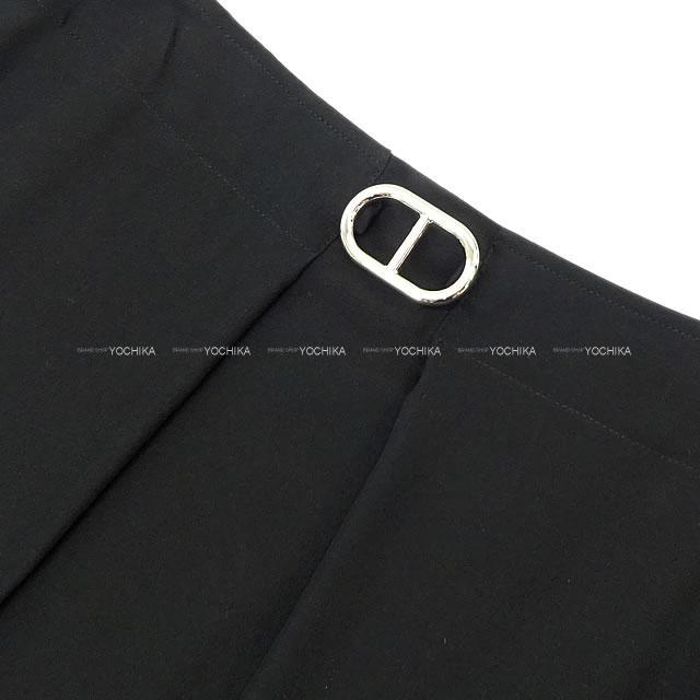 HERMES エルメス レディース シェーヌダンクル スリット ロングスカート #34 黒 シルク100% 新品未使用