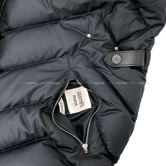 エルメス レディース  ボルデュック・チェック ダウン ロング ベストコート #36 黒/グリステノライト 新品未使用