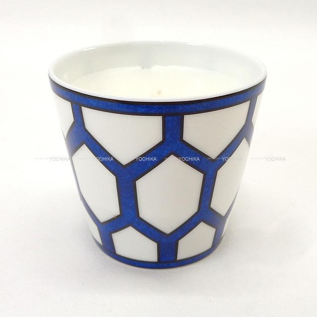 エルメス キャンドルカップ "ブルーダイユール" 青(ブルー)X白(ホワイト) ポーセリン(陶器) 新品