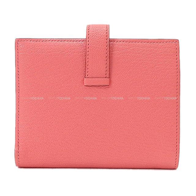 HERMES エルメス 財布 ベアンコンパクト ローズリップスティック シェーブル シルバー金具 新品未使用