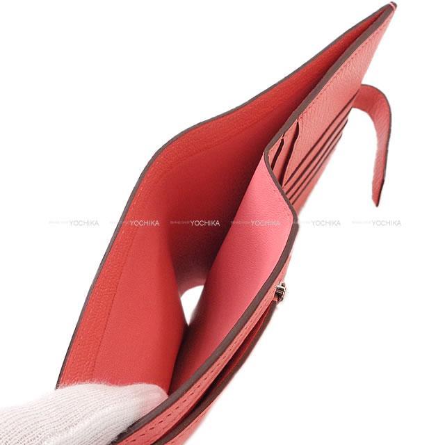 HERMES エルメス 財布 ベアンコンパクト ローズリップスティック シェーブル シルバー金具 新品未使用