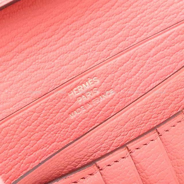 HERMES エルメス 財布 ベアンコンパクト ローズリップスティック シェーブル シルバー金具 新品未使用