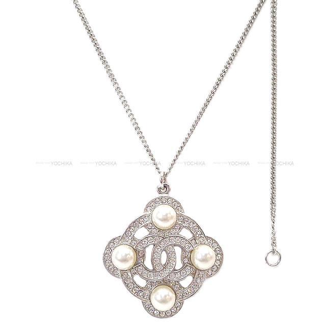 CHANEL シャネル ラインストーン ココマーク 4P パール ネックレス  シルバー A16B 新品未使用