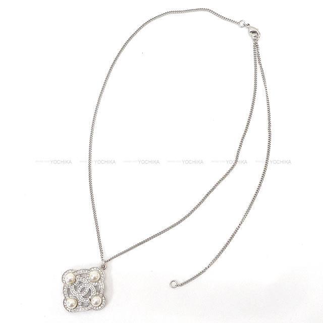 CHANEL シャネル ラインストーン ココマーク 4P パール ネックレス  シルバー A16B 新品未使用