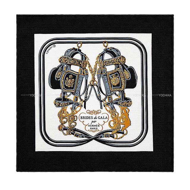 HERMES エルメス スカーフ カレ20 ナノ ブリッドドゥガラ 黒 (ブラック  