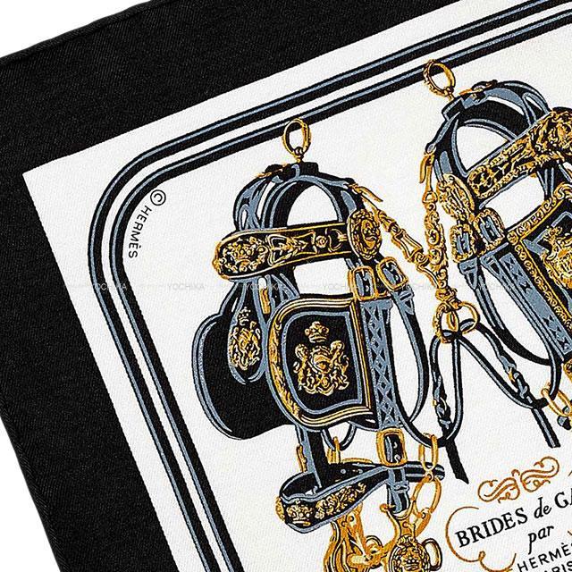 HERMES エルメス スカーフ カレ20 ナノ ブリッドドゥガラ 黒 (ブラック  