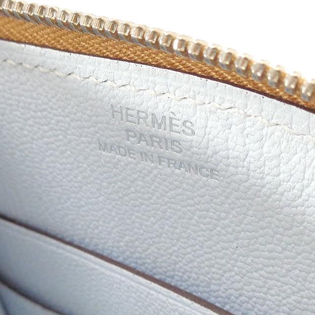 エルメス バスティア ヴェルソ コインケース ブルーブリュムXブリック シェーブル シルバー金具 新品