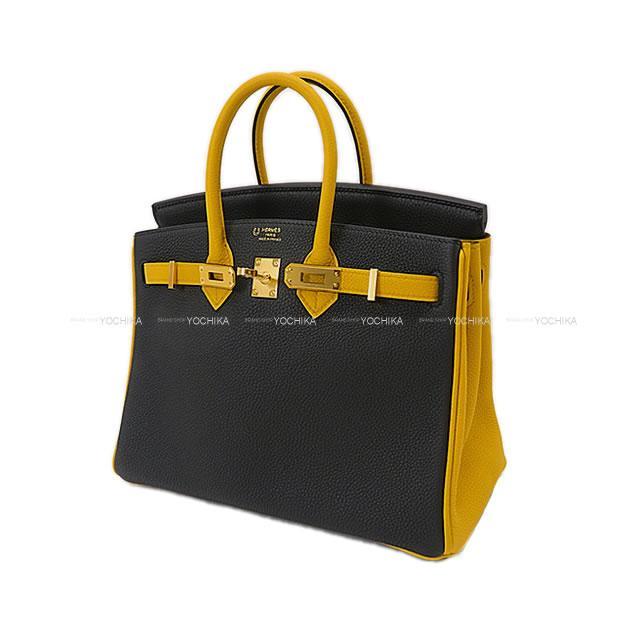 HERMES エルメス バーキン25 スペシャルオーダー 黒(ブラック)/ジョーヌアンブル トゴ ゴールド金具 新品