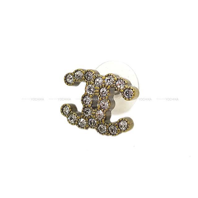 2020年 秋冬 新作 CHANEL シャネル ラインストーン ココマーク ピアス アンティークゴールド金具 AB3919 新品
