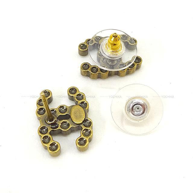 2020年 秋冬 新作 CHANEL シャネル ラインストーン ココマーク ピアス アンティークゴールド金具 AB3919 新品