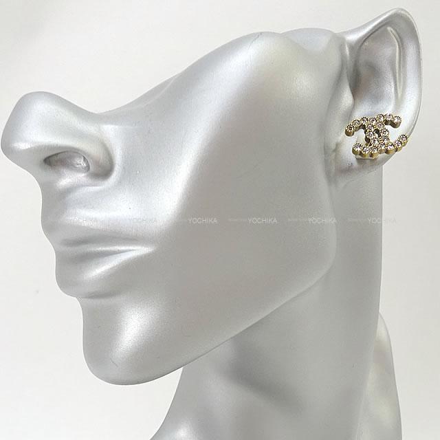 2020年 秋冬 新作 CHANEL シャネル ラインストーン ココマーク ピアス アンティークゴールド金具 AB3919 新品