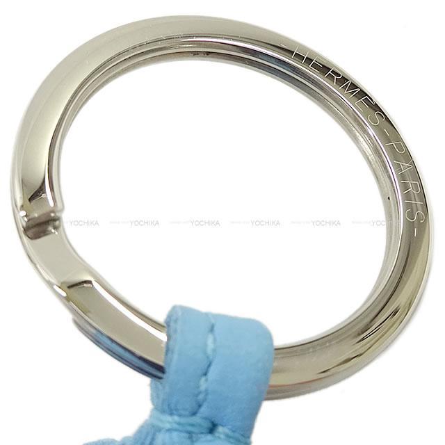 HERMES エルメス フリンジ キーホルダー カルメン ウノドス セレステXヴァイオレット ラムスキン シルバー金具 新品