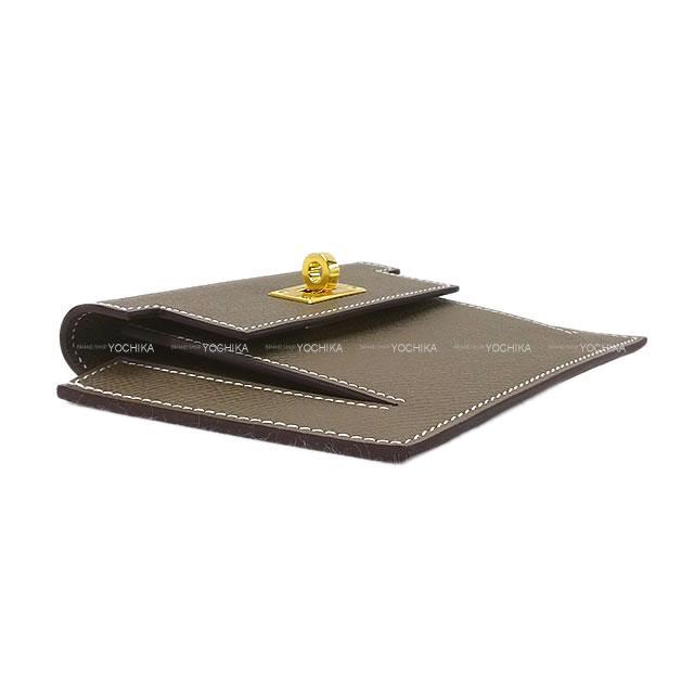 HERMES エルメス コンパクト 財布 "ケリーポケット" エトープ(エトゥープ) エプソン ゴールド金具 新品