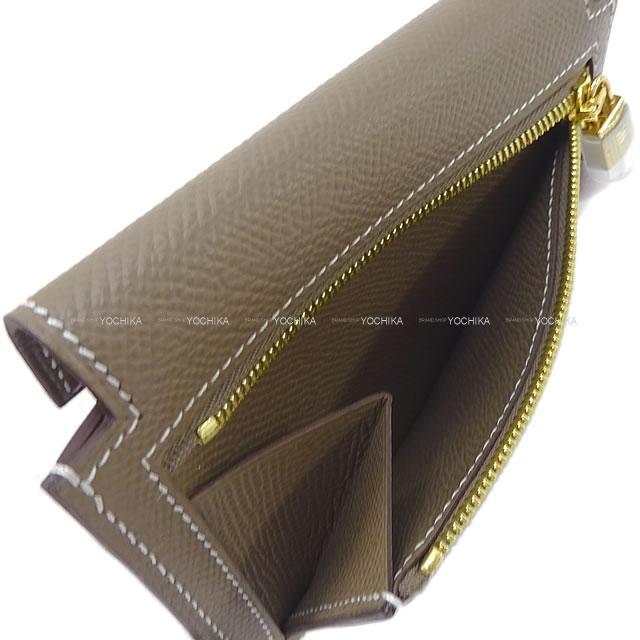 HERMES エルメス コンパクト 財布 "ケリーポケット" エトープ(エトゥープ) エプソン ゴールド金具 新品