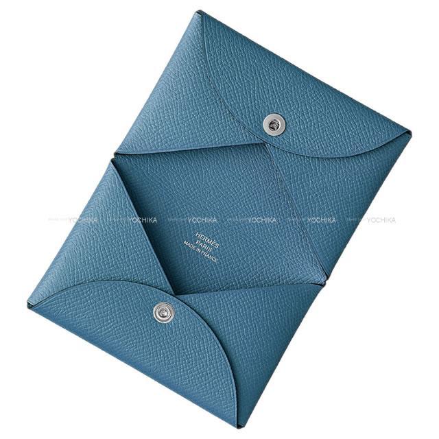 HERMES エルメス カードケース Calvi(カルヴィ) ブルーアズール エプソン シルバー金具 新品