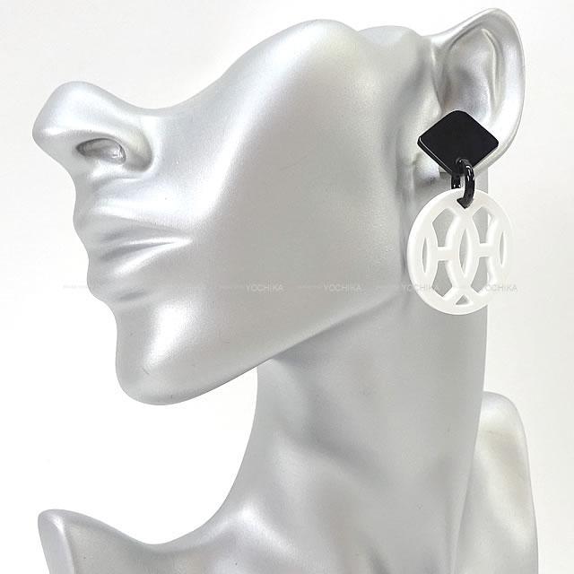 HERMES エルメス ピアス "HAVA アヴァ" 白 バッファローホーン シルバー金具 新品