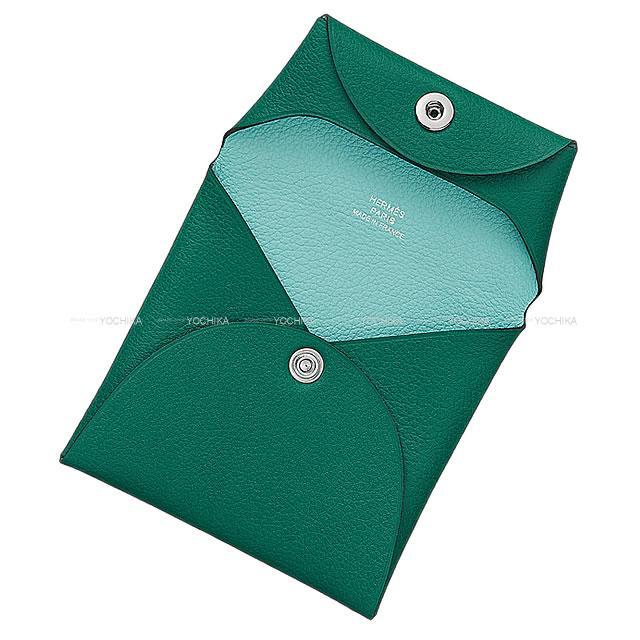 HERMES エルメス バスティア ヴェルソ コインケース マラカイト/ブルーアトール エバーカラー シルバー金具 新品