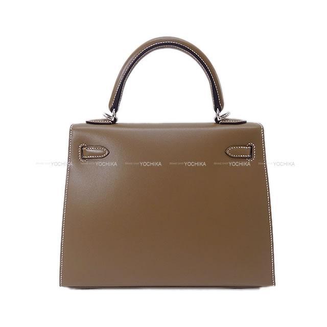HERMES エルメス ハンドバッグ ケリー25 外縫い エトープ(エトゥープ) ヴォータデラクト シルバー金具 新品