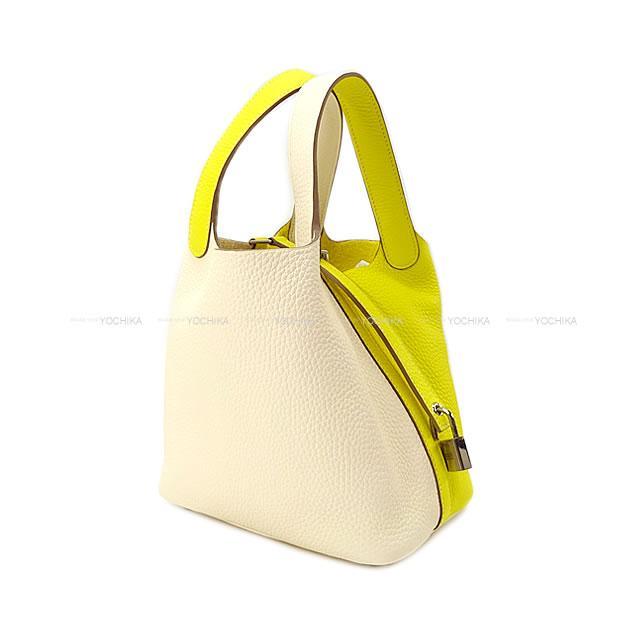 HERMES エルメス ハンドバッグ ピコタンロック 18 PM カザック ナタ/ライム トリヨン シルバー金具 新品