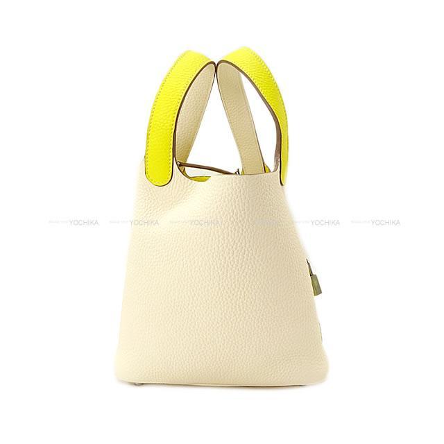 HERMES エルメス ハンドバッグ ピコタンロック 18 PM カザック ナタ/ライム トリヨン シルバー金具 新品