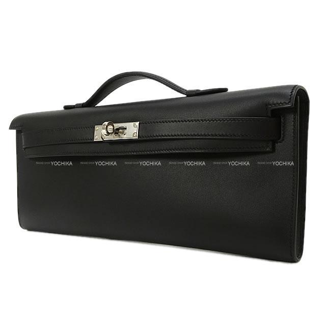 エルメス クラッチ ハンドバッグ ケリーカット 黒(ブラック) スイフト シルバー金具 新品