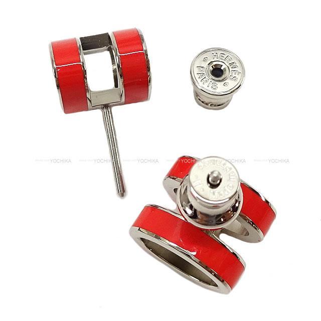 HERMES エルメス ピアス "ポップアッシュ" H型 ルージュコライユ シルバー金具 新品