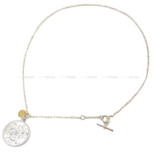 HERMES エルメス ロゴチャーム付き ペンダントネックレス "エクスリブリス MM" シルバー 新品