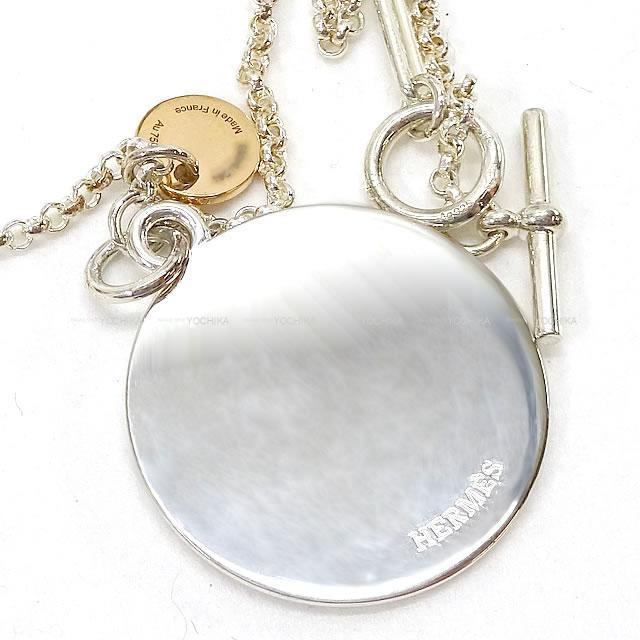 HERMES エルメス ロゴチャーム付き ペンダントネックレス "エクスリブリス MM" シルバー 新品