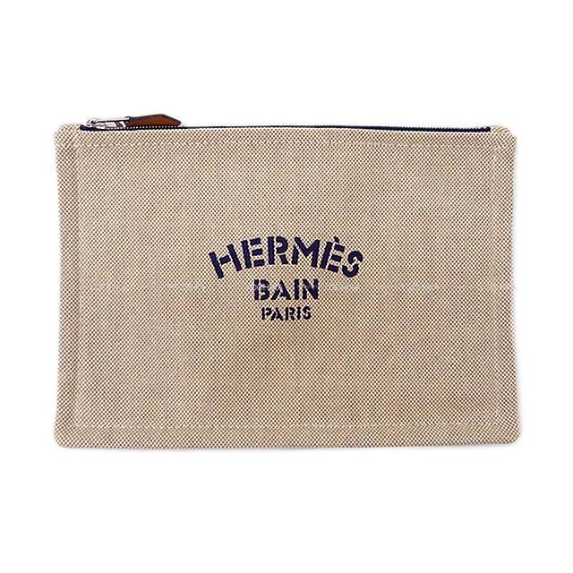 HERMES エルメス フラットポーチ "ニューヨッティング" PM マリン コットン100% 新品