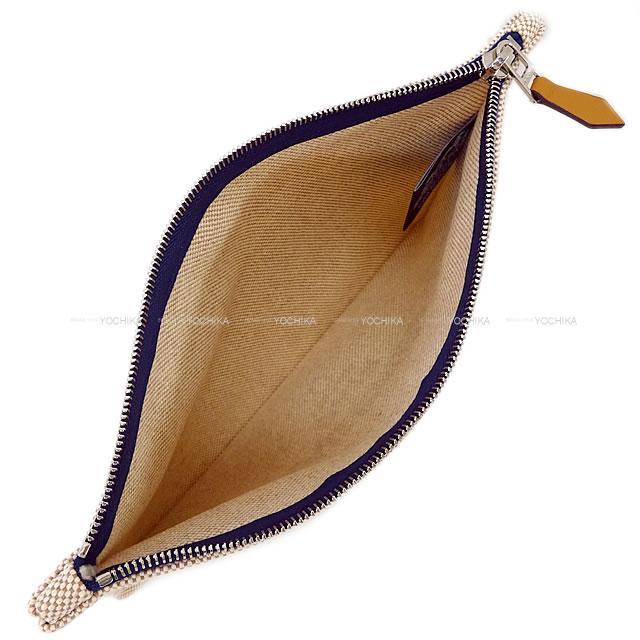 HERMES エルメス フラットポーチ "ニューヨッティング" PM マリン コットン100% 新品