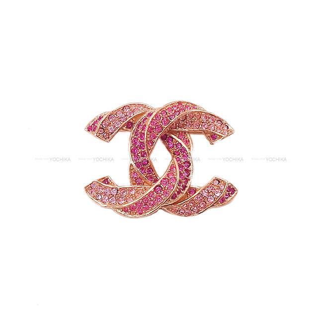 CHANEL シャネル ラインストーン ツイスト ココマーク ブローチ 小