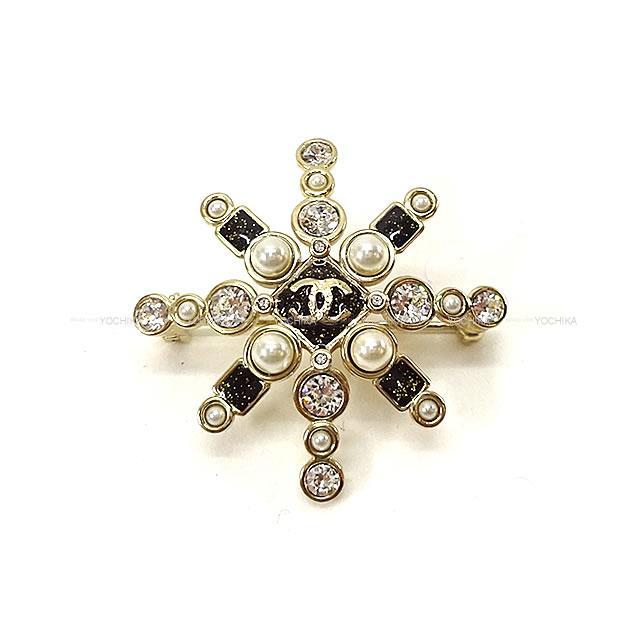 CHANEL パール　ラインストーン　ブラックブローチ CHANEL パールラインストーンブラックブローチ