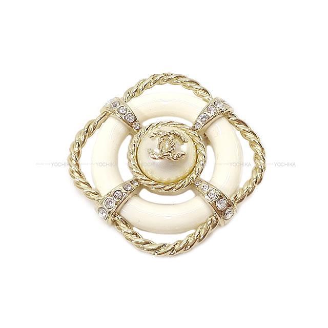 CHANEL シャネル パール ココマーク 浮き輪 ロープ ブローチ B19C 白/ゴールド ゴールド金具 新品未使用