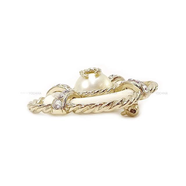 CHANEL シャネル パール ココマーク 浮き輪 ロープ ブローチ B19C 白/ゴールド ゴールド金具 新品未使用