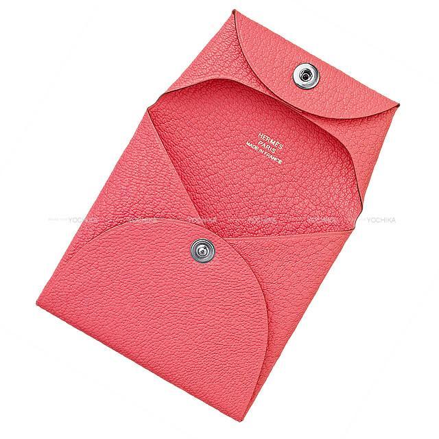HERMES エルメス コインケース バスティア ローズリップスティック シェーブル シルバー金具 新品
