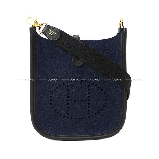 HERMES エルメス ショルダーバッグ ミニ エブリン エヴリン 16 TPM アマゾン ブルーニュイ/黒 フェルト