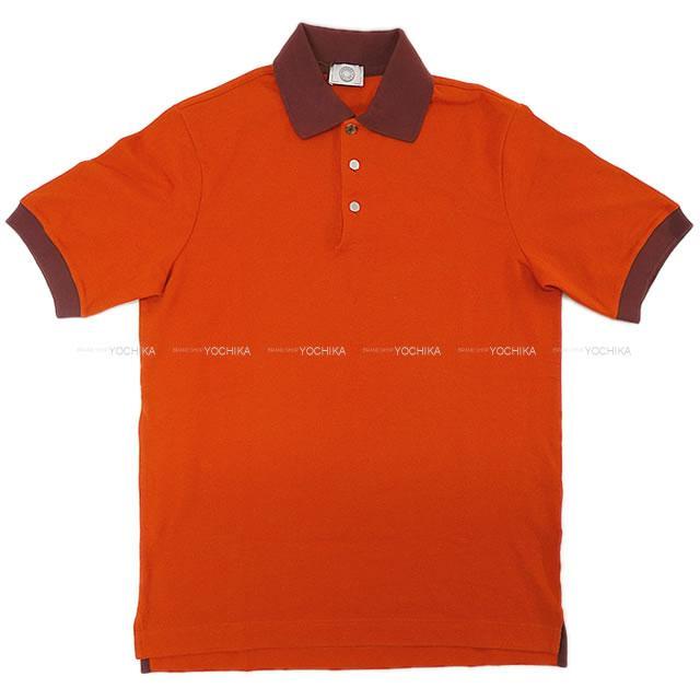 HERMES エルメス メンズ 半袖 バイカラー セリエボタン ポロシャツ フーオレンジ #XS コットン 新品未使用