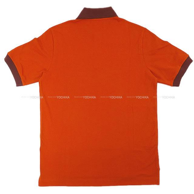 HERMES エルメス メンズ 半袖 バイカラー セリエボタン ポロシャツ フーオレンジ #XS コットン 新品未使用