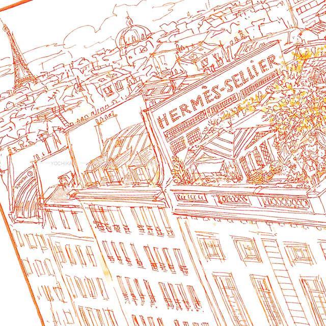HERMES エルメス カレ45 ガヴロッシュ スカーフ "屋根の上の庭" 白(ホワイト)
