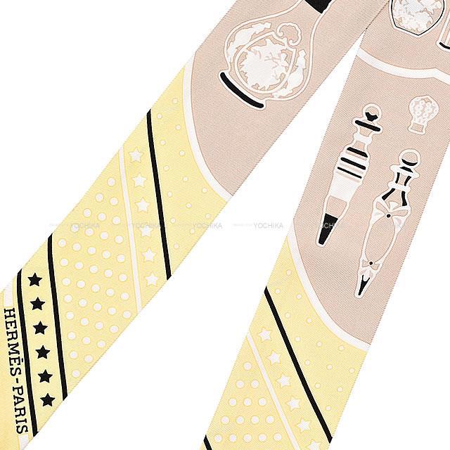 HERMES エルメス スカーフ ツイリー 香水瓶 イエロー/ベージュ シルク  