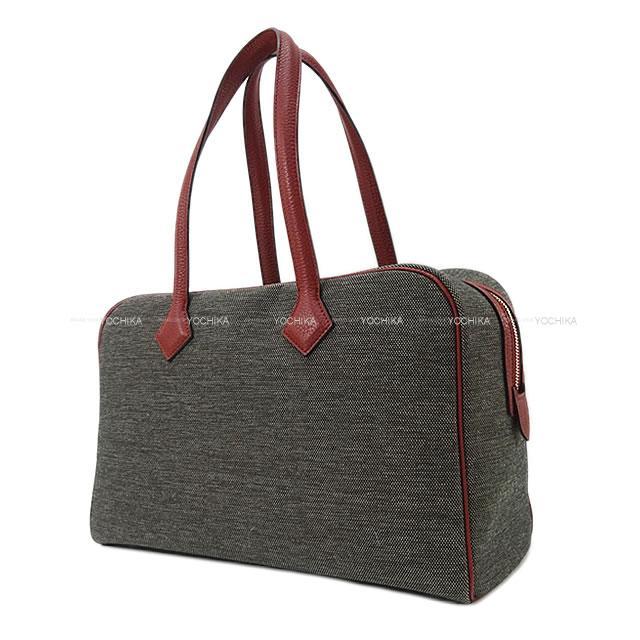 HERMES エルメス ヴィクトリア2 35 ルージュアッシュ/グレー トワルテクニック/トリヨン シルバー金具 新品未使用