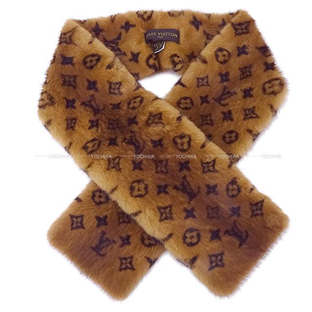 LOUIS VUITTON ルイ・ヴィトン "エシャルプ・ヴィゾン" モノグラム ミンク マフラー ティペット ブラウン