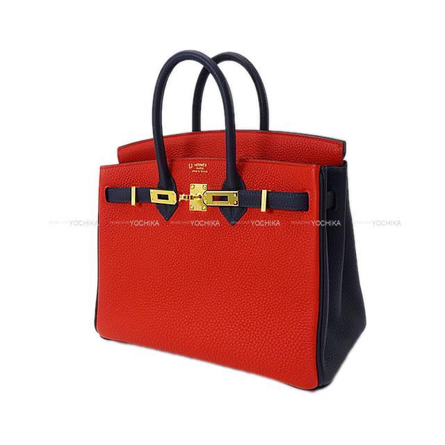 HERMES エルメス バーキン25 スペシャルオーダー ルージュドクー/ブルーニュイ トゴ ゴールド金具 新品