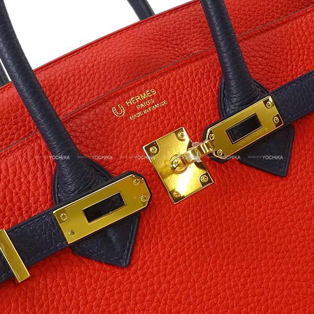 HERMES エルメス バーキン25 スペシャルオーダー ルージュドクー/ブルーニュイ トゴ ゴールド金具 新品