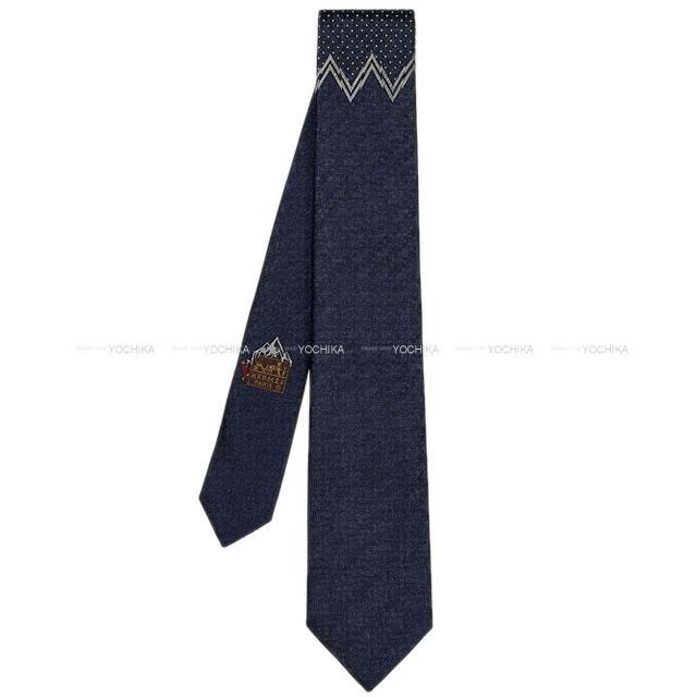 HERMES エルメス ネクタイ "LET IT SNOW" マリン/白(ホワイト) シルク100% 新品