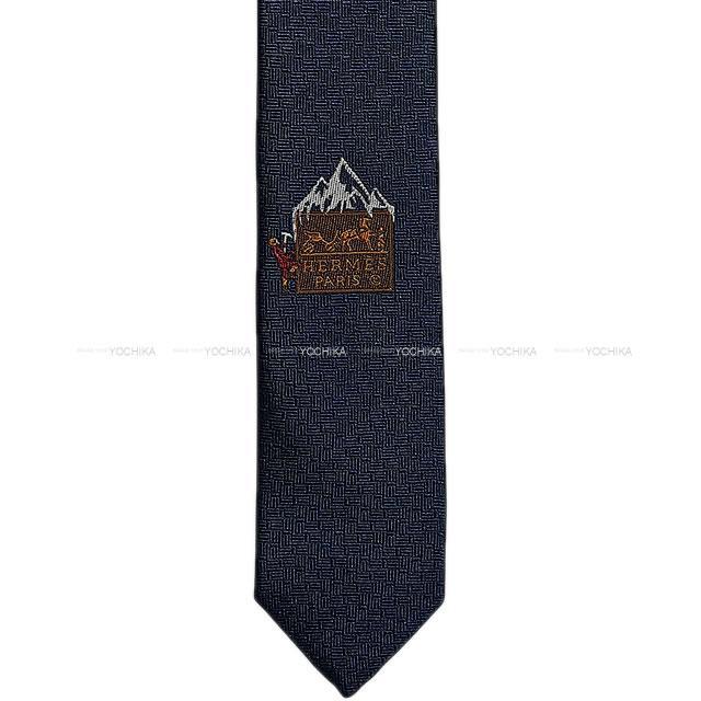 HERMES エルメス ネクタイ "LET IT SNOW" マリン/白(ホワイト) シルク100% 新品