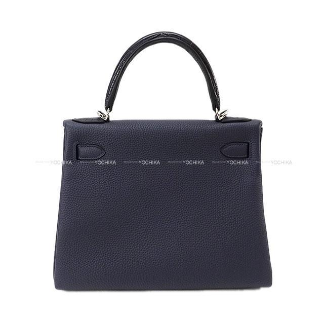 HERMES エルメス ハンドバッグ ケリー28 内縫い タッチ ブルーニュイ トゴ/クロコダイル アリゲーターマット