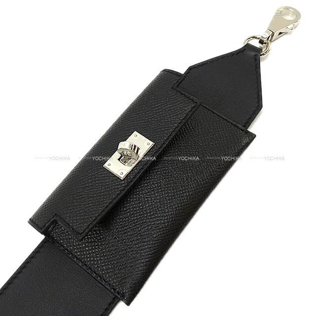 HERMES エルメス ショルダーストラップ "バンドリエール ケリーポケット 50mm" 85cm 黒(ブラック)  新品