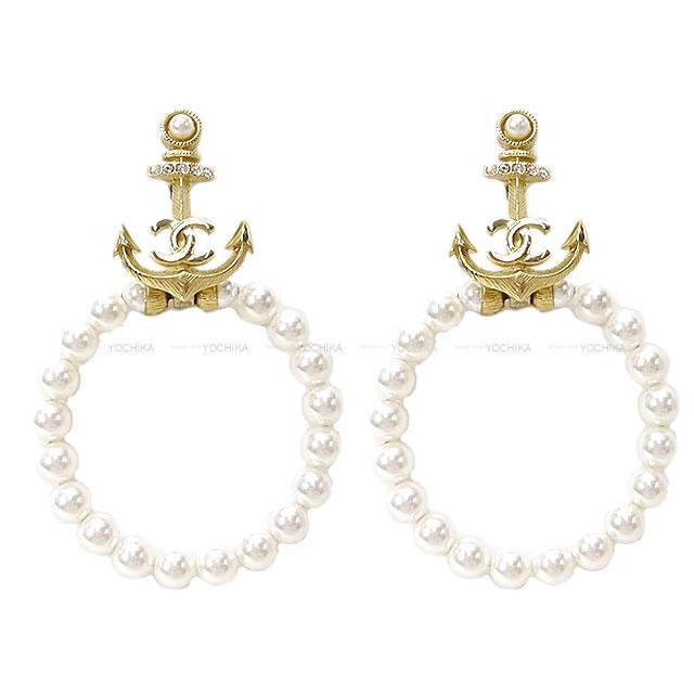 CHANEL シャネル 錨 イカリ ココマーク パール ビッグ フープ ピアス  